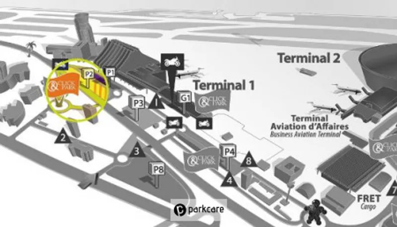 Carte du Parking Aéroport Nice P2