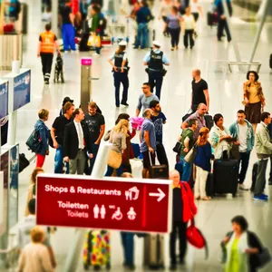 Photo d'un aéroport rempli de passagers